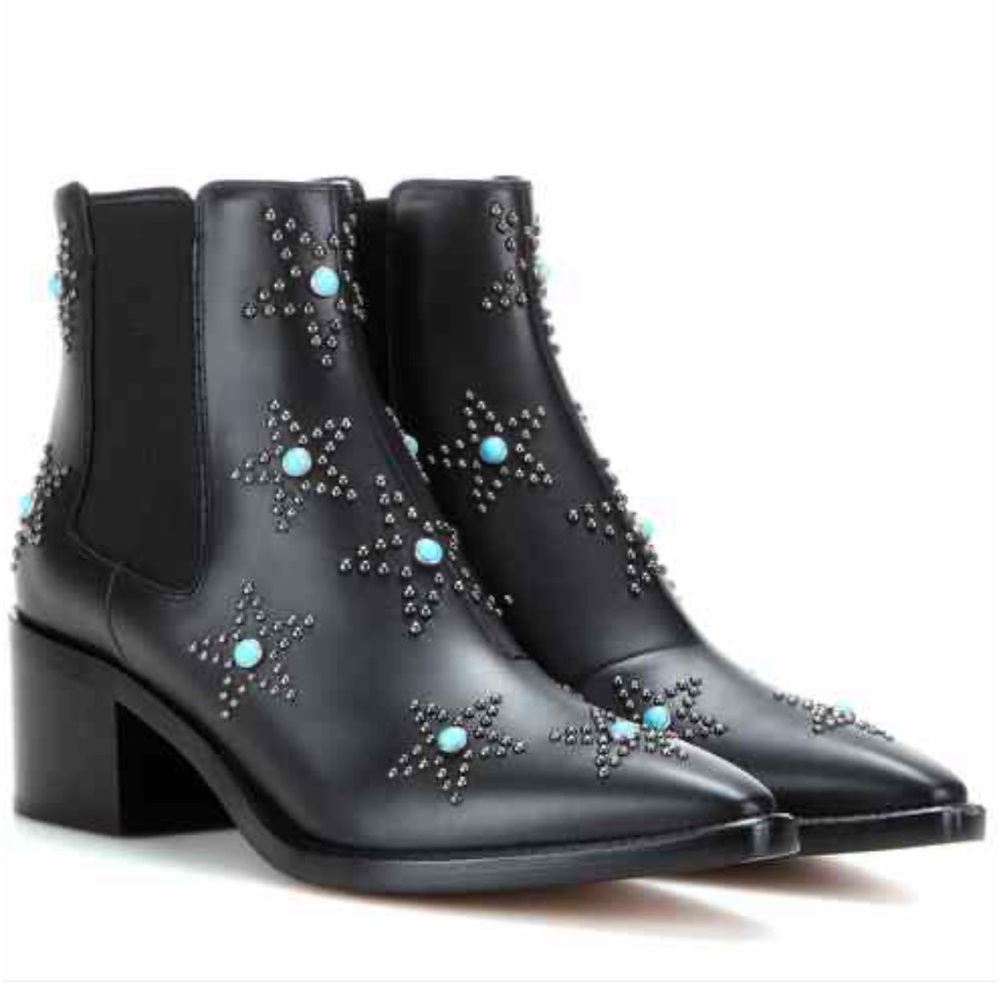 Valentino Garavani Star studded black leather booties 38.5